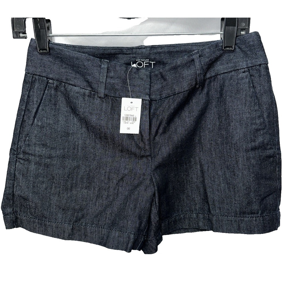 NEW ANN TAYLOR LOFT WOMENS DENIM JEAN SHORTS Size 00 DARK WASH
